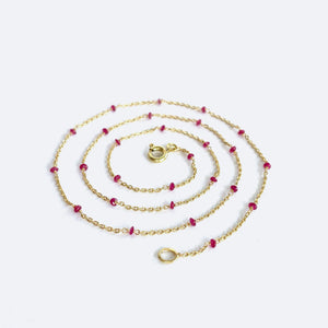 Gold necklace with rubies