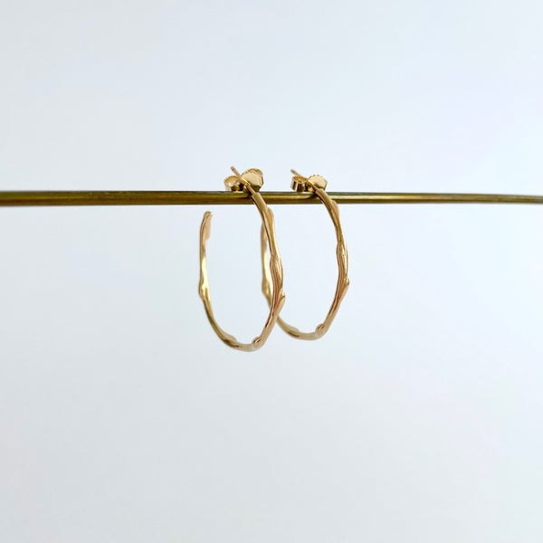 Gold branch hoops large