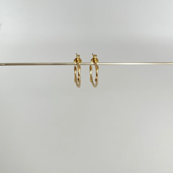 Gold branch hoops small