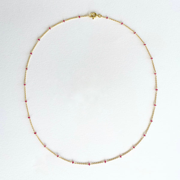 Gold necklace with rubies