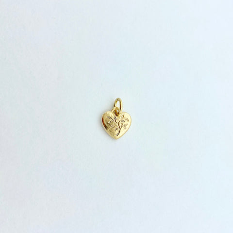 Gold heart charm with engraving