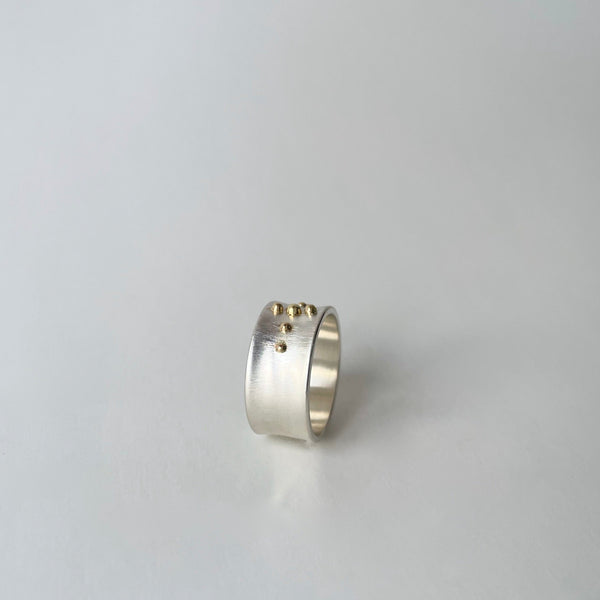 Silver and gold ring