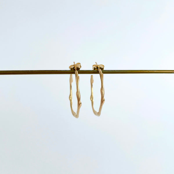 Gold branch hoops large