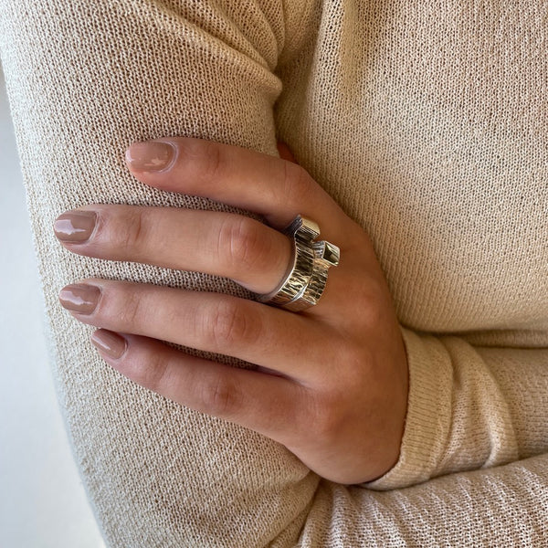 Silver ring with gold