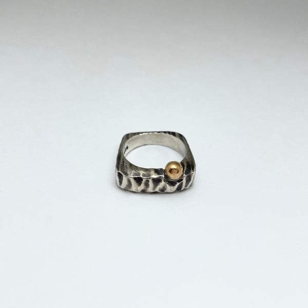 Silver ring with gold