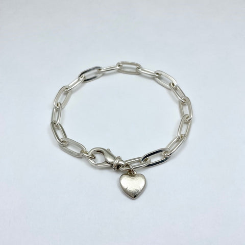 Silver bracelet with silver heart