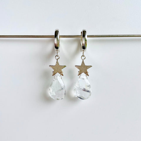 Star earrings with moonstone