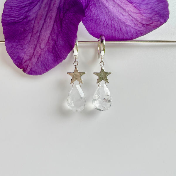 Star earrings with moonstone