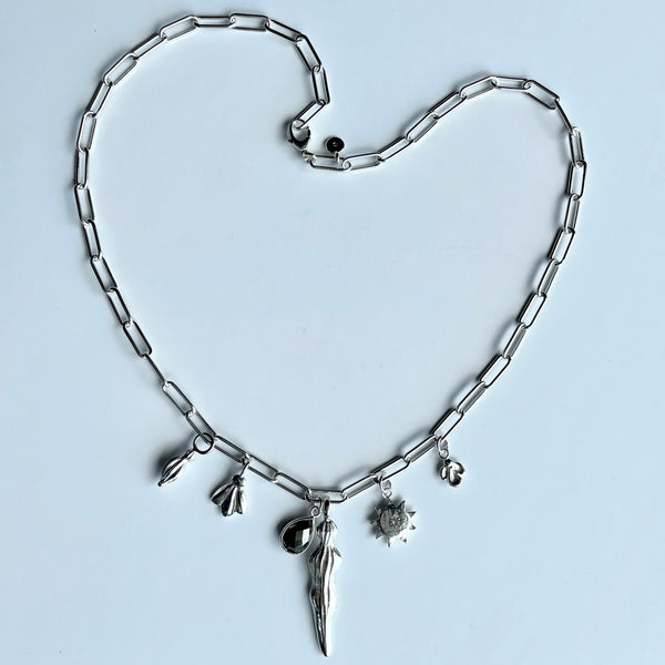 Silver charm necklace