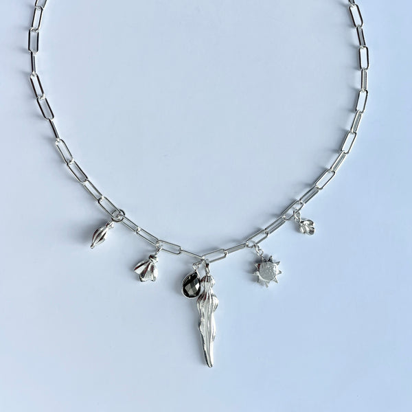 Silver charm necklace