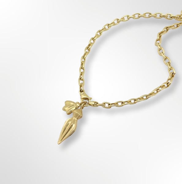 Gold Necklace with 2 Gold Charms