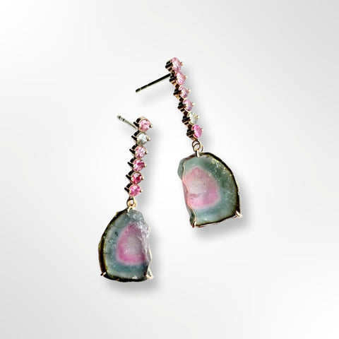 Gold earrings with tourmaline
