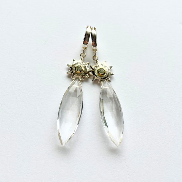 Sun earrings, crystal, sapphire