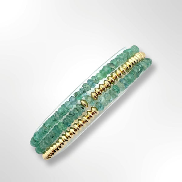 Wrap bracelet emerald , 14k gold