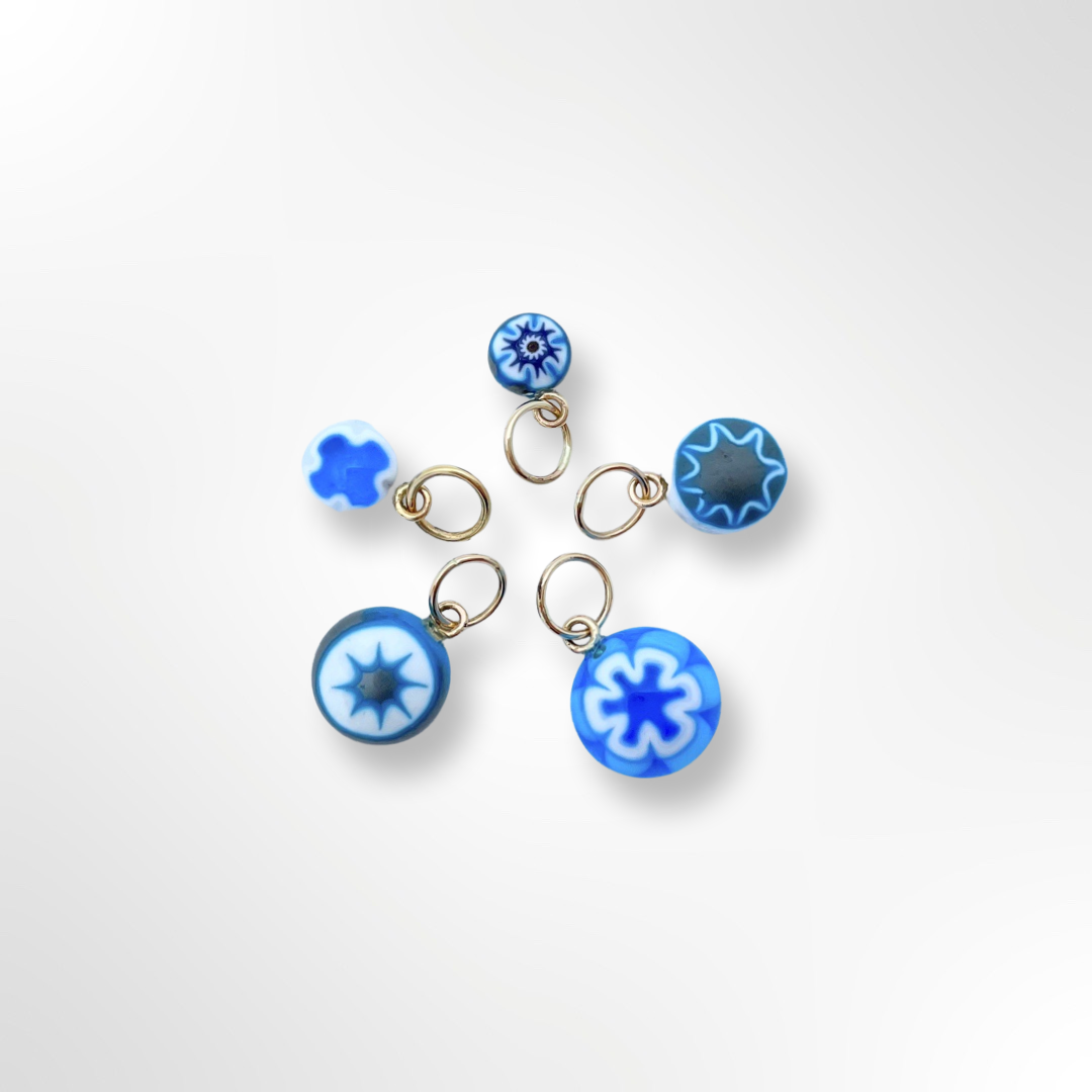 Glass charms with 14k gold