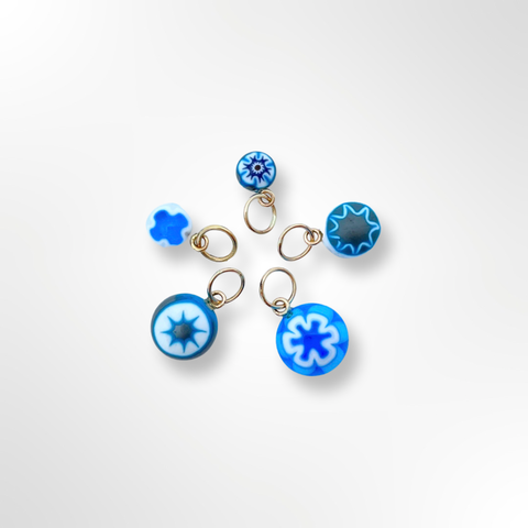 Glass charms with 14k gold