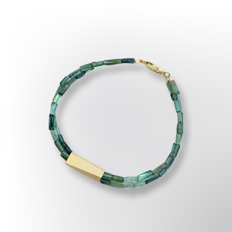 Bracelet 14k gold, green tourmaline